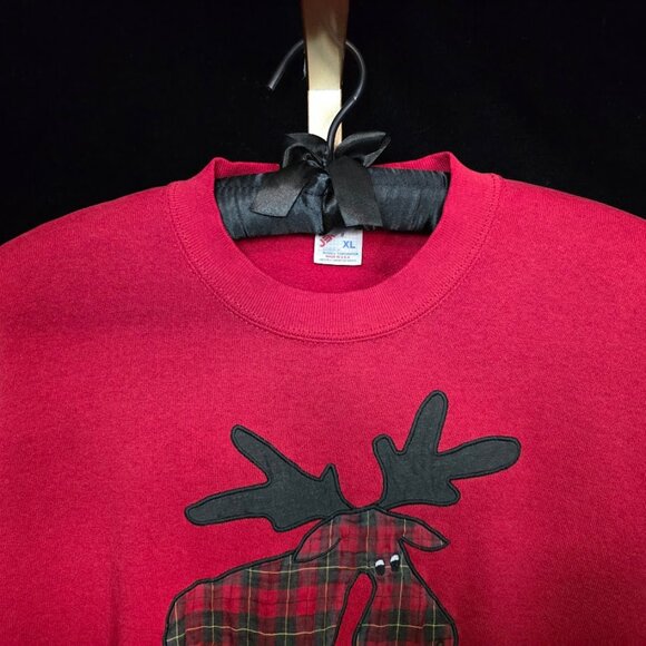 Autumn Plaid Moose/Holiday Sweatshirt XL - Picture 3 of 8